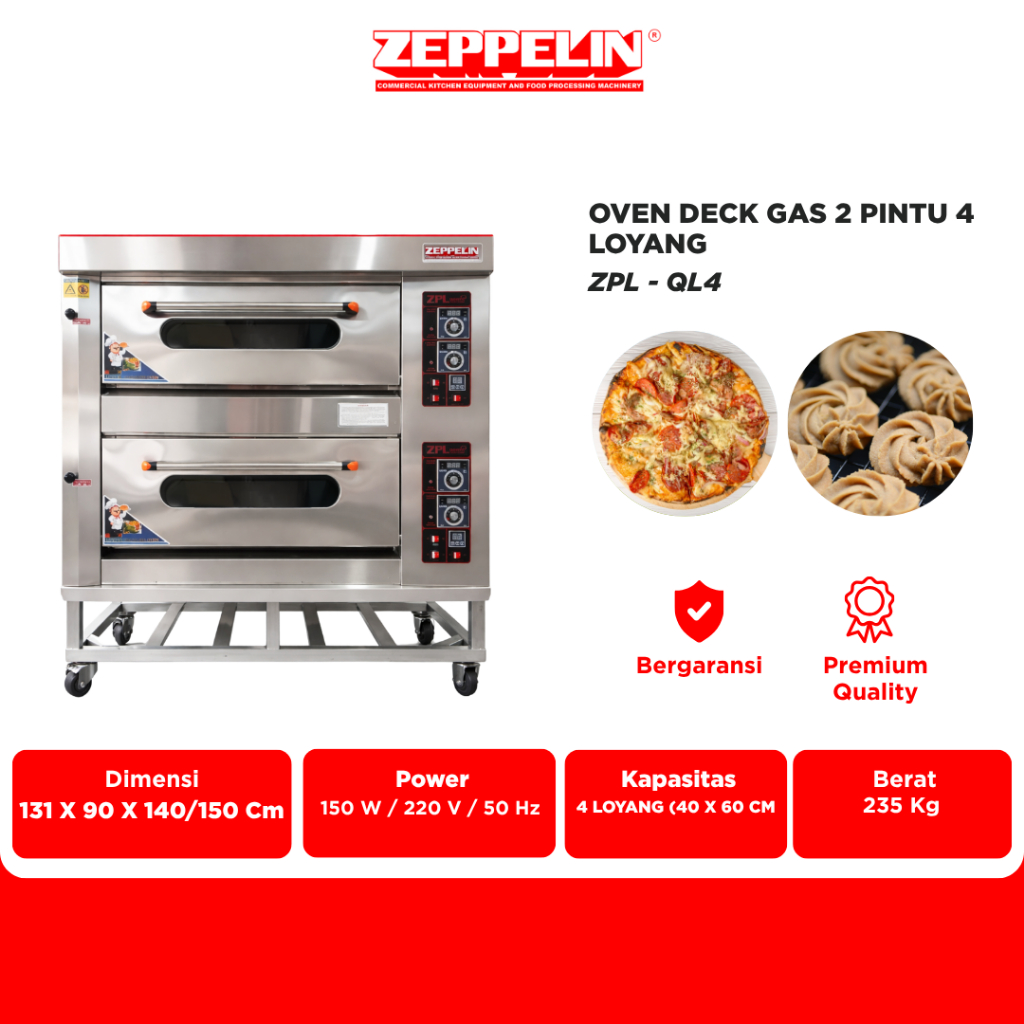 Zeppelin Oven Deck Gas 2 Pintu 4 Loyang ZPL - QL4