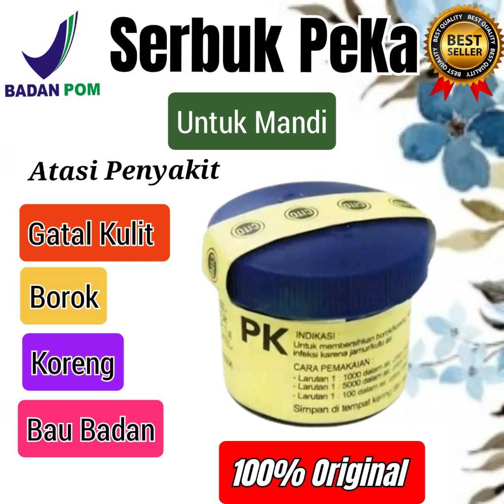 Serbuk PK Peka Original Untuk Mandi Kulit Gatal Menghilangkan Borok Koreng Cacar Air Panu Kadas Kura