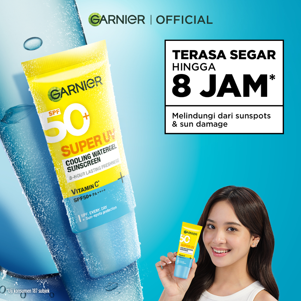 GARNIER Super UV Cooling Watergel Sunscreen SPF 50+ PA++++ Vitamin C Skincare - 30ml Sunscreen denga