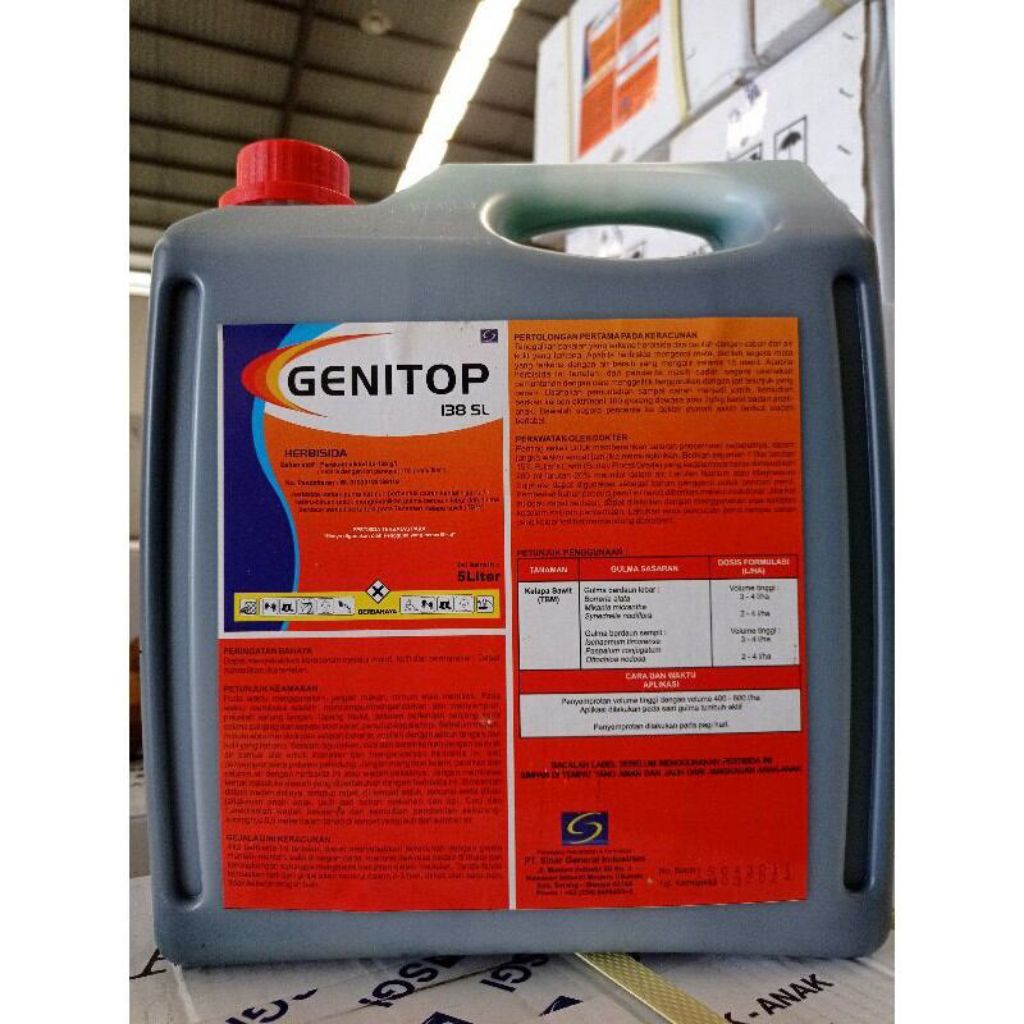 HERBISIDA GENITOP 138 SL 5 LITER Bahan Aktif : Parakuat Diklorida 138g/l