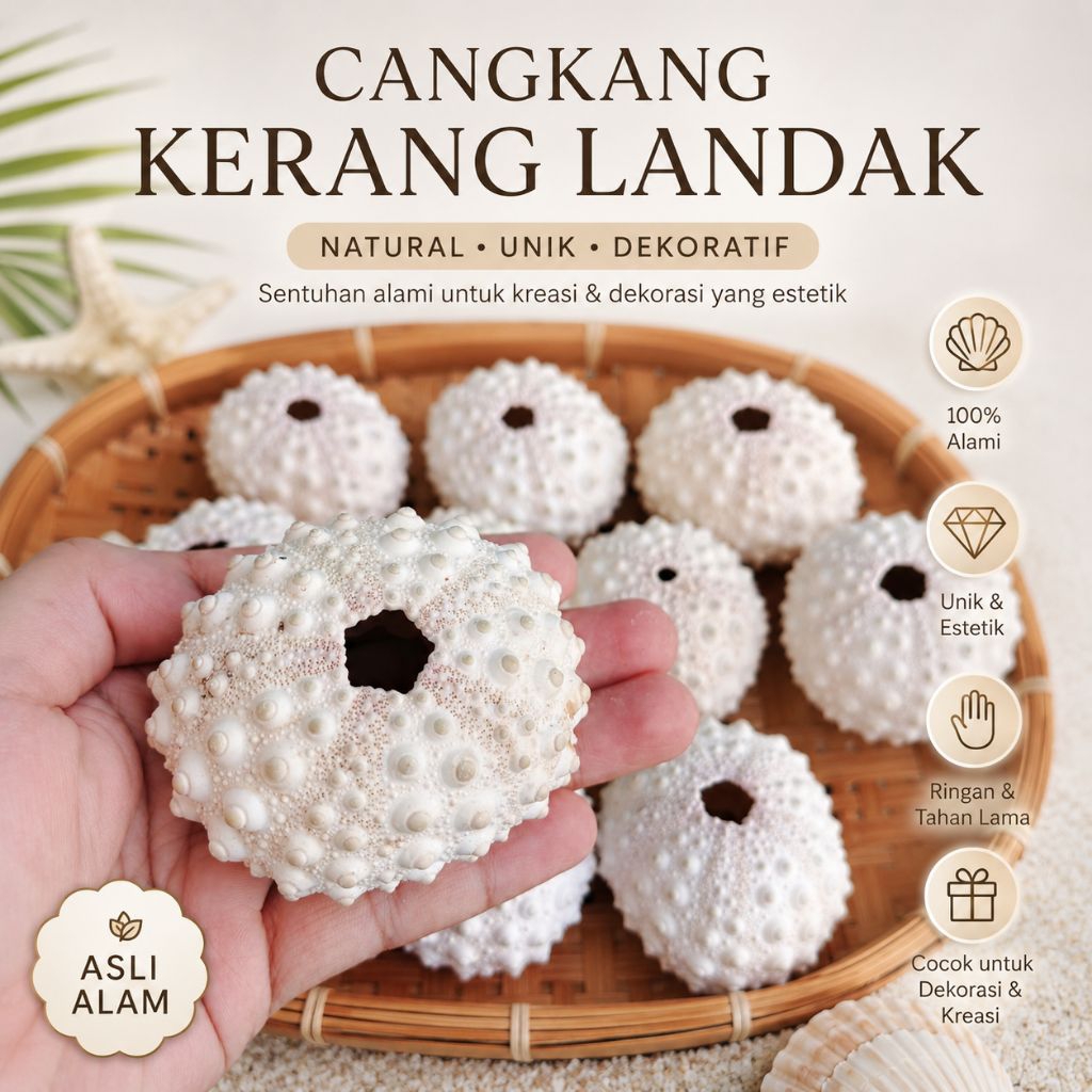 Kerang landak laut jumbo - ukuran 6 - 7 cm - cangkang bulu babi besar - kerang hias - landak laut ju