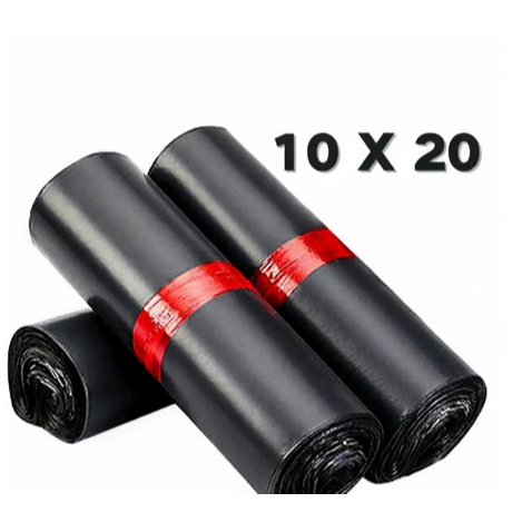 Plastik Polymailer Packing Online Shop 10x20 cm -  100 LEMBAR HITAM & PUTIH Perekat Kuat  Mudah Digu