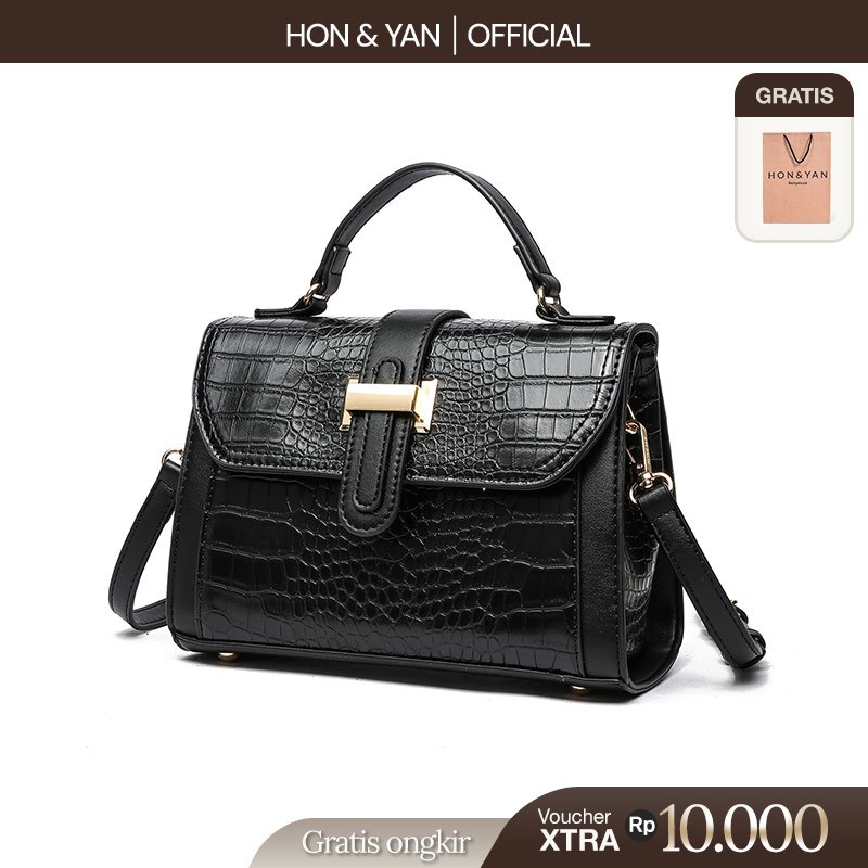 [FREE PAPER BAG] HONYAN Tas Selempang Wanita Import Olivia Hand Bag Kekinian Tali Kulit Original