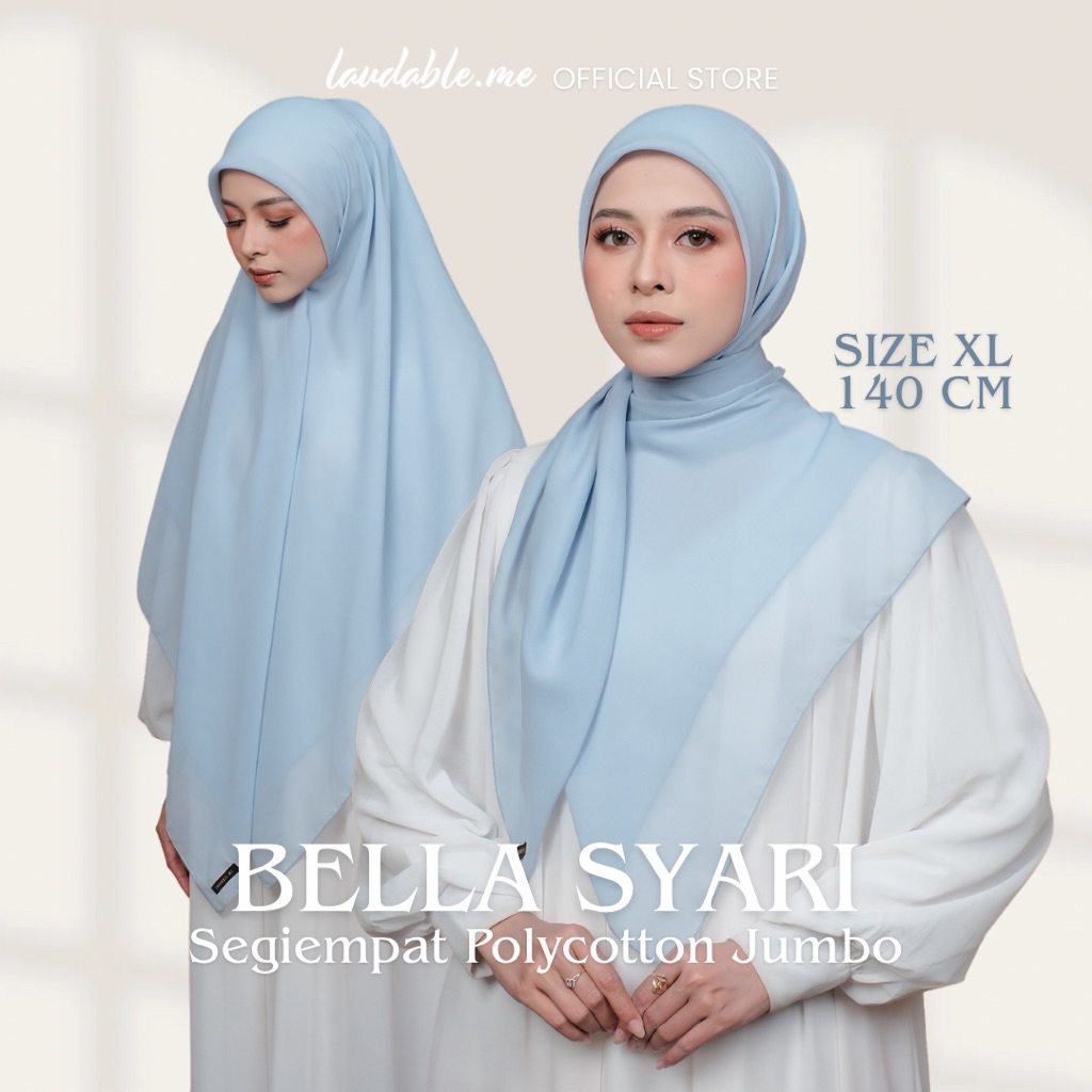 Laudable -Bella Syari Square 140 CM (Hijab Segiempat Polycotton Syari Jumbo)