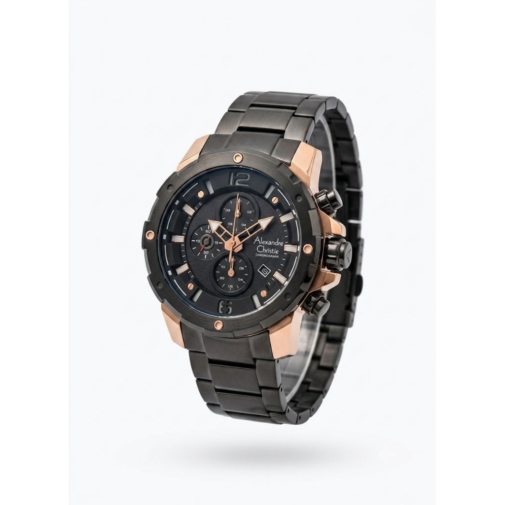 Jam Tangan Alexandre Christie 6410 Rantai Hitam Original