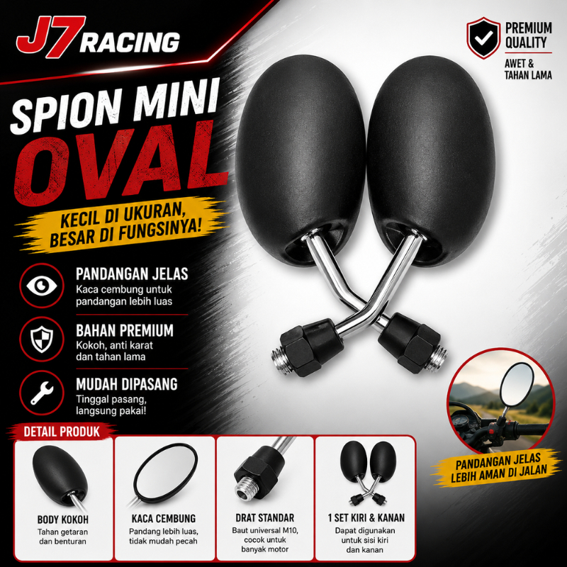 Spion Motor / Kaca Motor Kecil Mini Oval Universal
