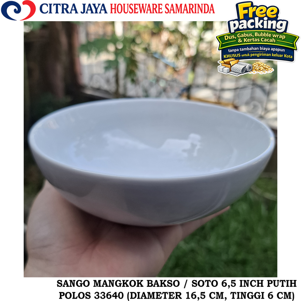 Mangkok BAKSO / SOTO 6,5 INCH (PER 6 PCS) SANGO 33640 PUTIH POLOS KERAMIK
