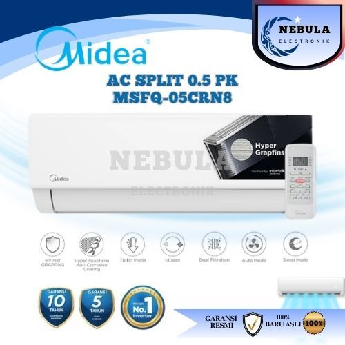 AC SPLIT MIDEA 0,5 PK MSFQ-05RN8 / MIDEA AC SPLIT STANDARD 1/2 PK NEW SERIES