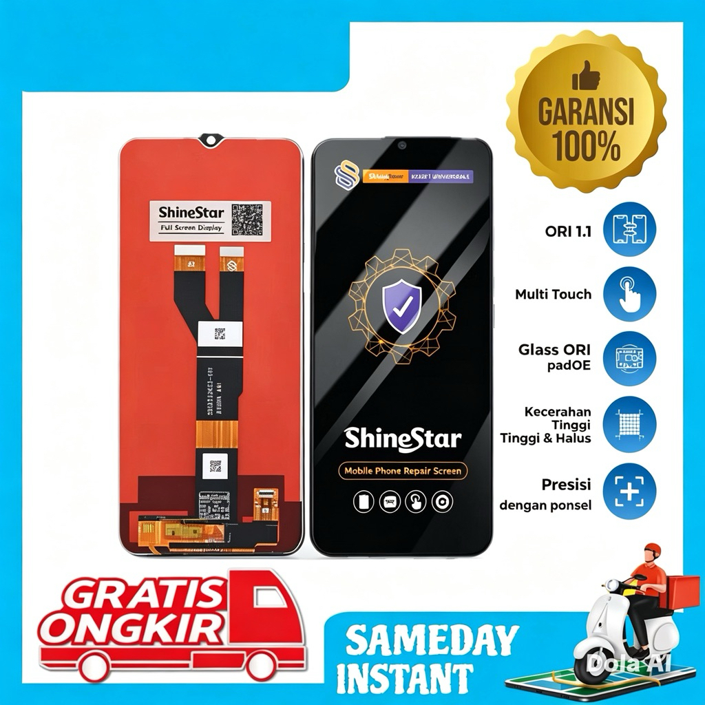 LCD TOUCHSCREEN OPPO REALME C20/C21/C11 2021/RMX32011 BLACK ORIGINAL SHINESTAR