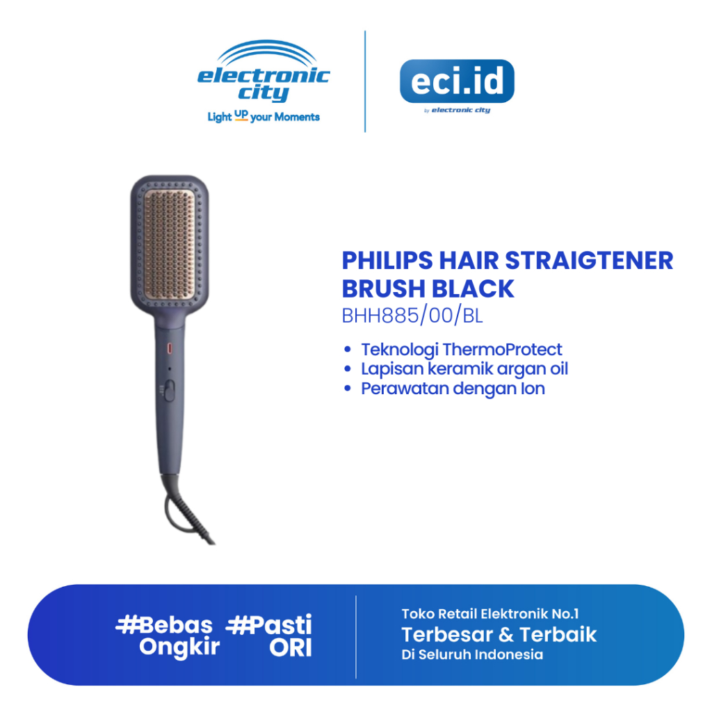 Philips Hair Straigtener Brush Black - BHH885/00/BL