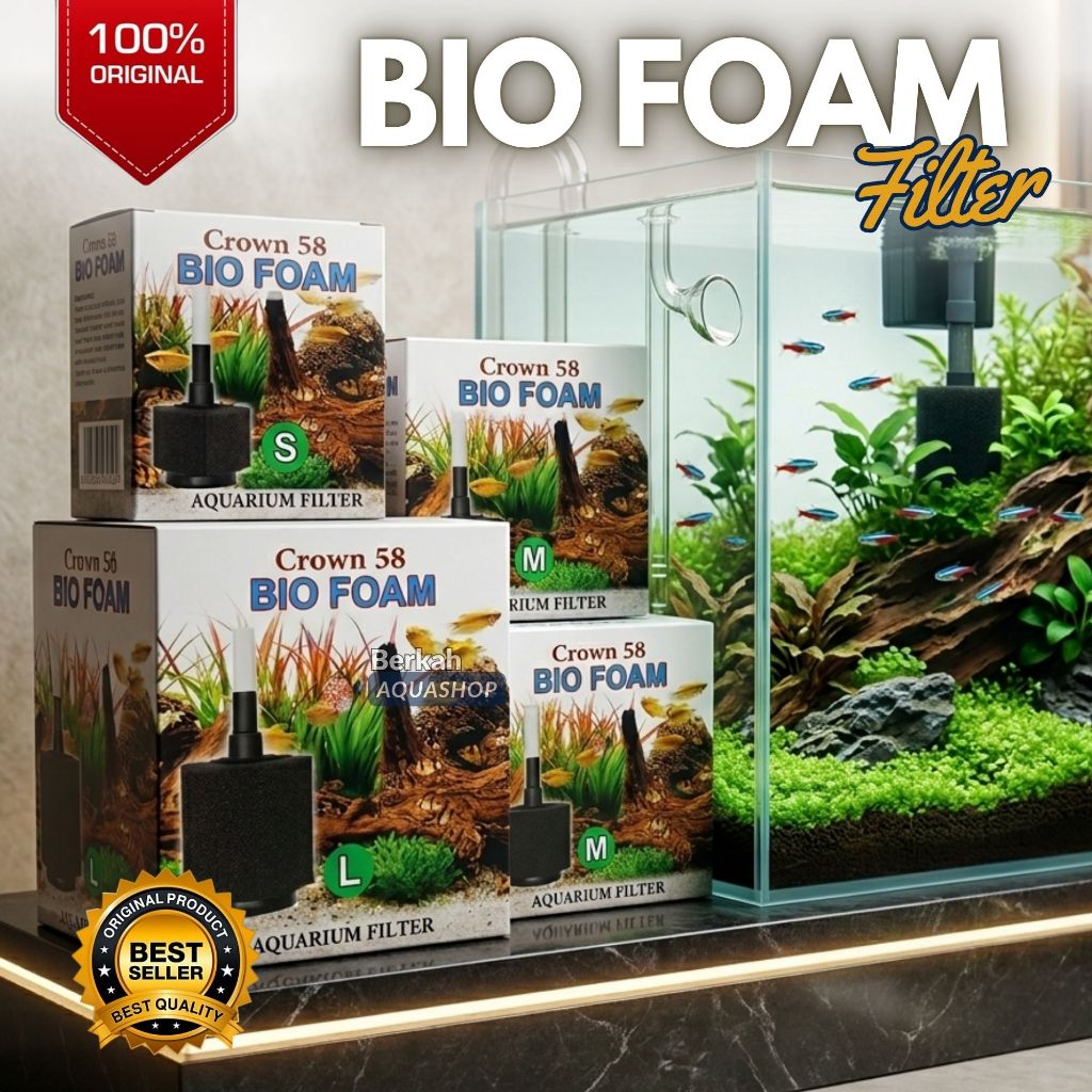 Biofoam Media Filter Aquarium Toples dan Aquarium ikan hias Size S, M, L