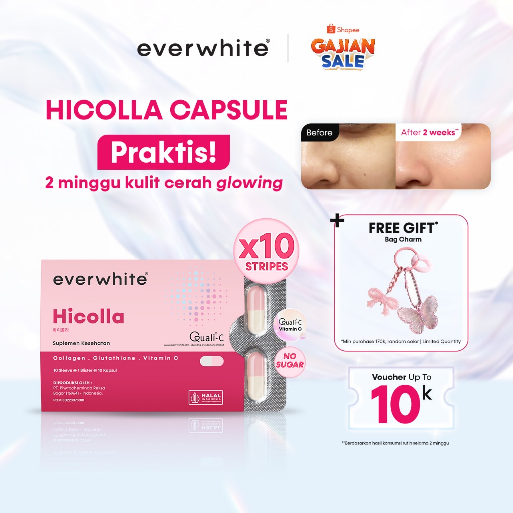 Everwhite Hicolla Kapsul Minuman Kolagen Pencerah Kulit - Collagen Kapsul 10 Stripes