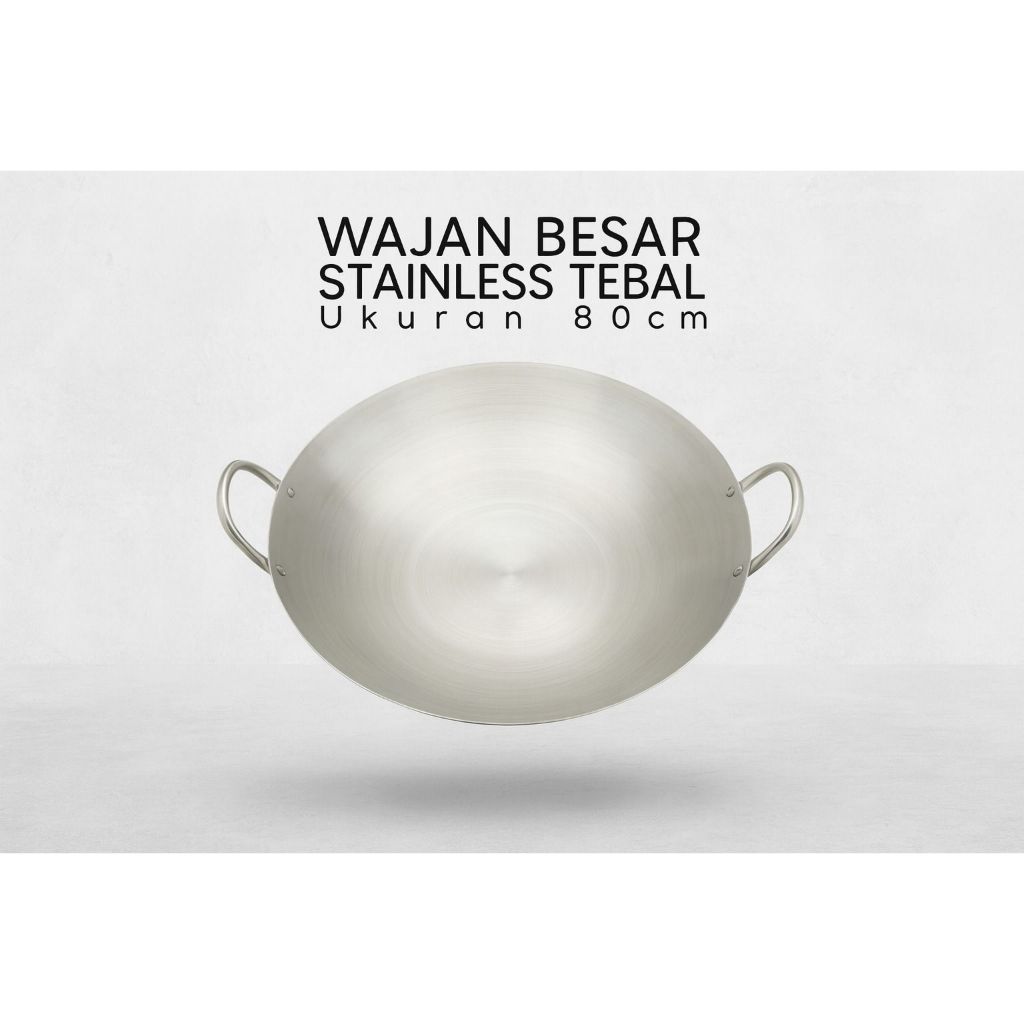 wajan stainless steel  ukuran 30cm/40cm/60cm/80cm anti lengket / wajan dapur MBG