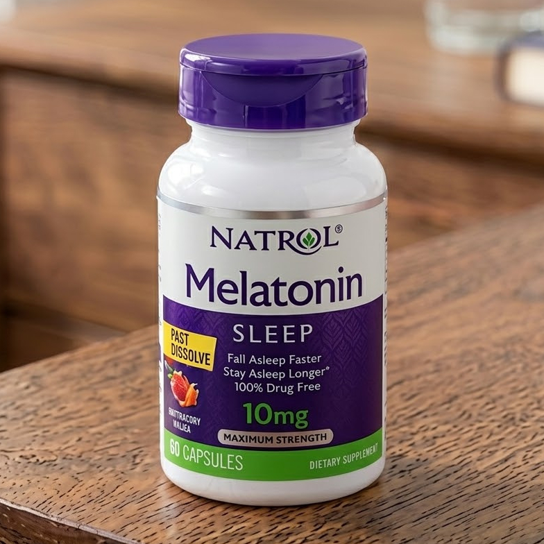 Natrol Fast Dissolve Melatonin 10 mg 60 tablet Original Strawberry Flavor Help Better Sleep Calm Min