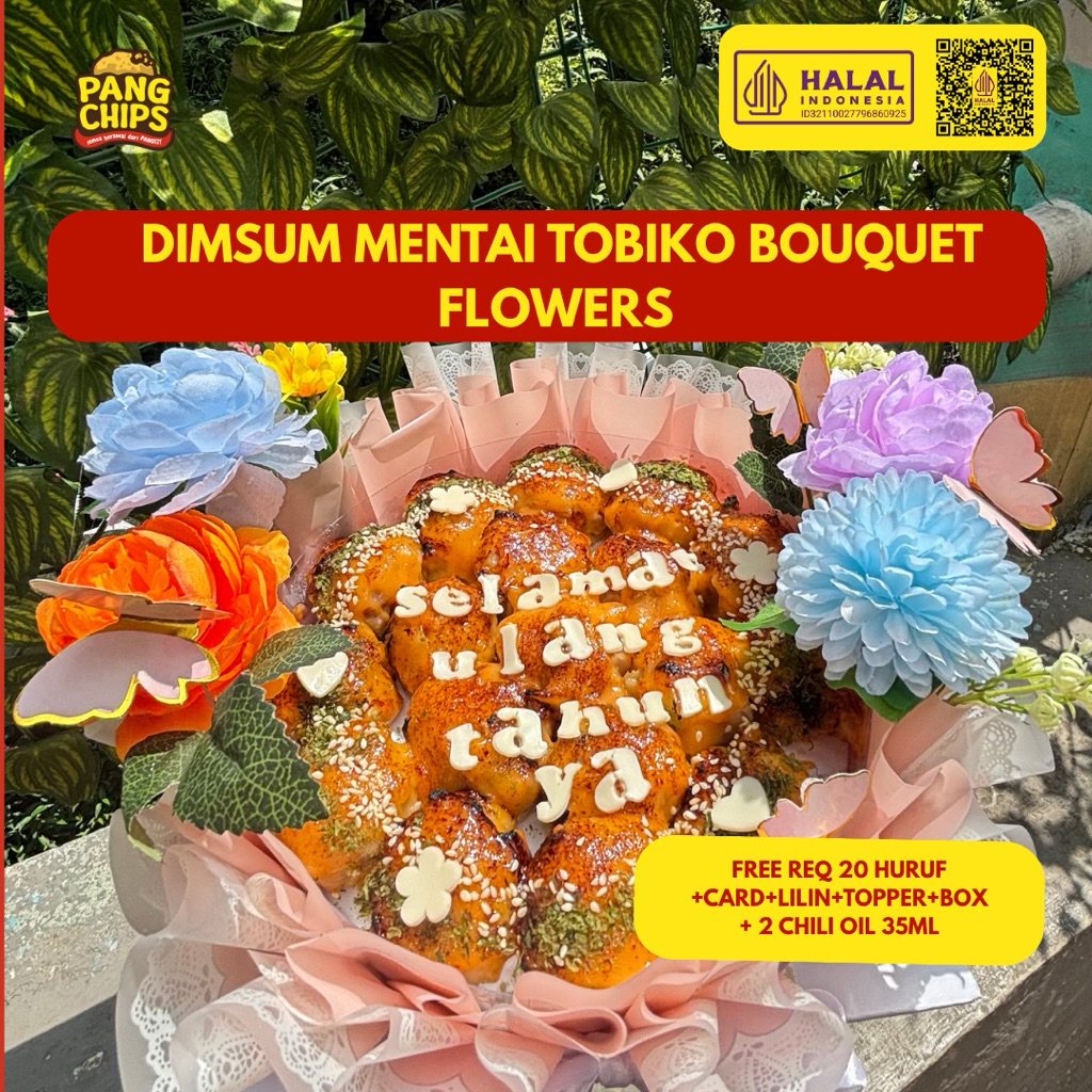 Dimsum Bouquet Mentai Tobiko Flowers | Buket Dimsum Ulang Tahun | Pilihan Regular 16 pcs / Mini 32 p