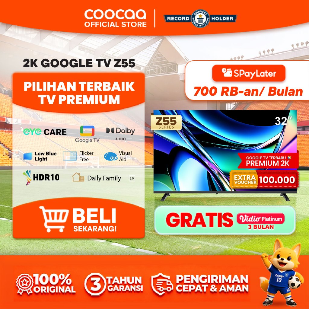 [TERBARU] COOCAA TV 32 inch Z55 - Google TV - Eye Care 5.0 - Dolby Audio - HDR10 -  (COOCAA 32Z55)
