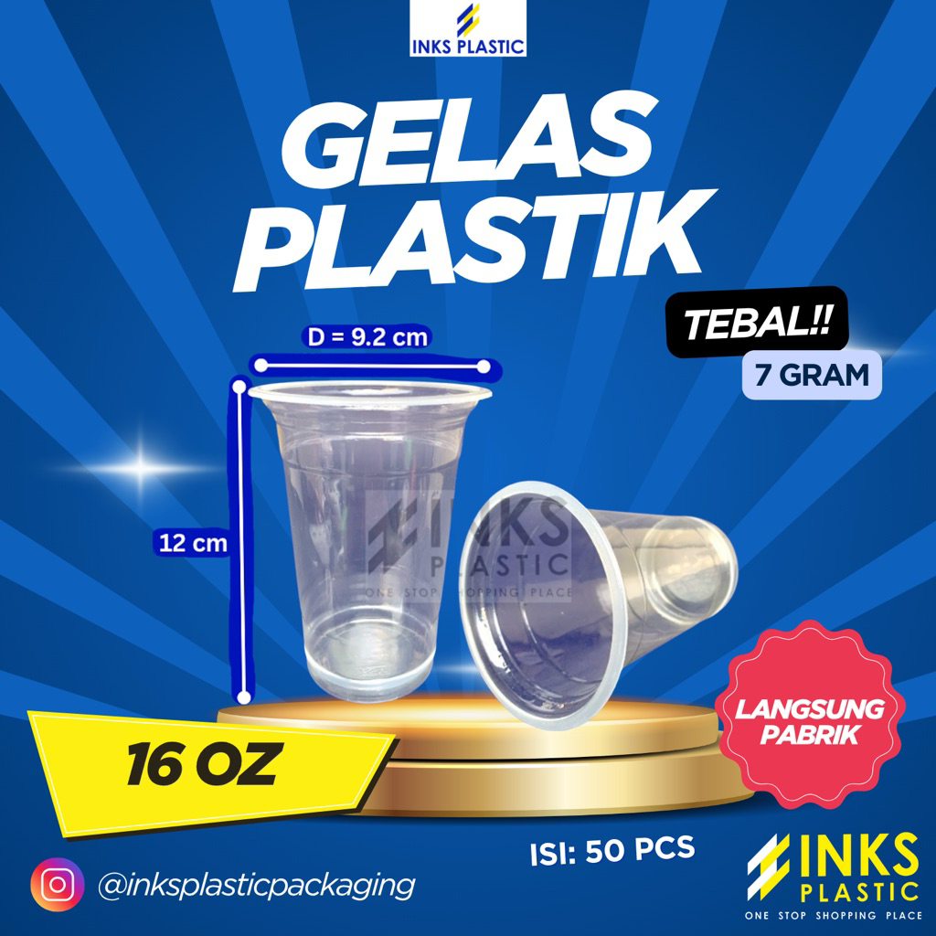 GELAS PLASTIK 16 OZ TEBAL BSM/GELAS CUP PLASTIK 16OZ TEBAL BSM (ISI 50 PCS)