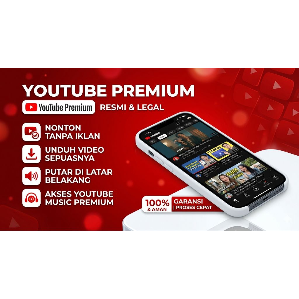 YouTube Premium 1 Bulan + Gmail Baru Murah Bergaransi