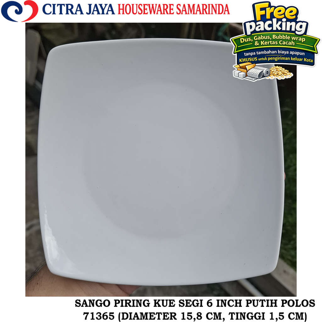 Piring KUE SEGI 6 INCH (PER 6 PCS) SANGO 71365 PUTIH POLOS KERAMIK