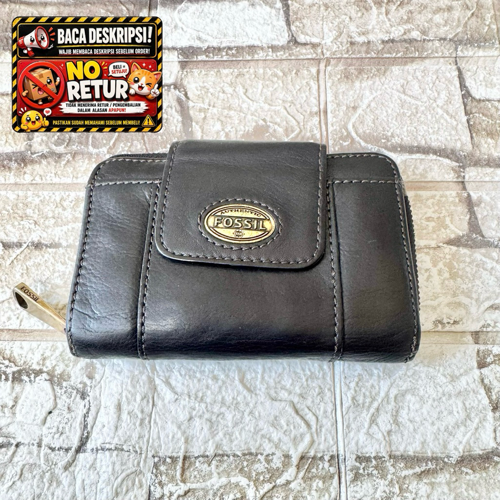 744# NET-Preloved Fossil Medium Wallet Explorer Black Dompet