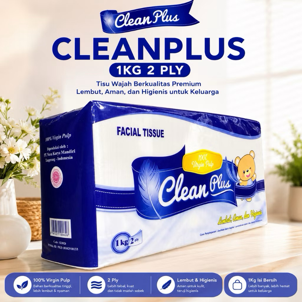 Tisu cleanplus 1kg - tisu wajah - tisu murah kemasaan 1 kg