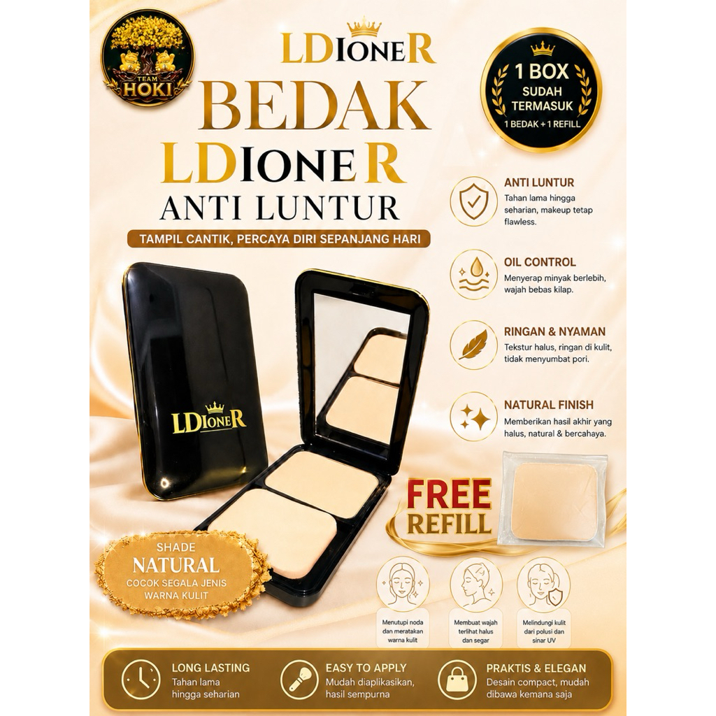 Ldioner (Bedak + Reaffil), Bedak Ldioner bedak anti luntur, bedak padat, bedak natural , bedak anti 