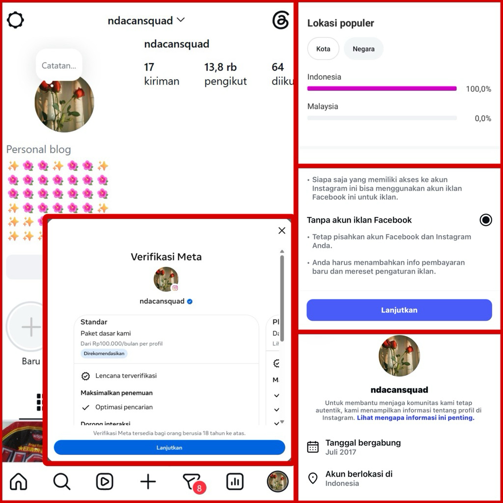 Akun instgram siap verif tahun old