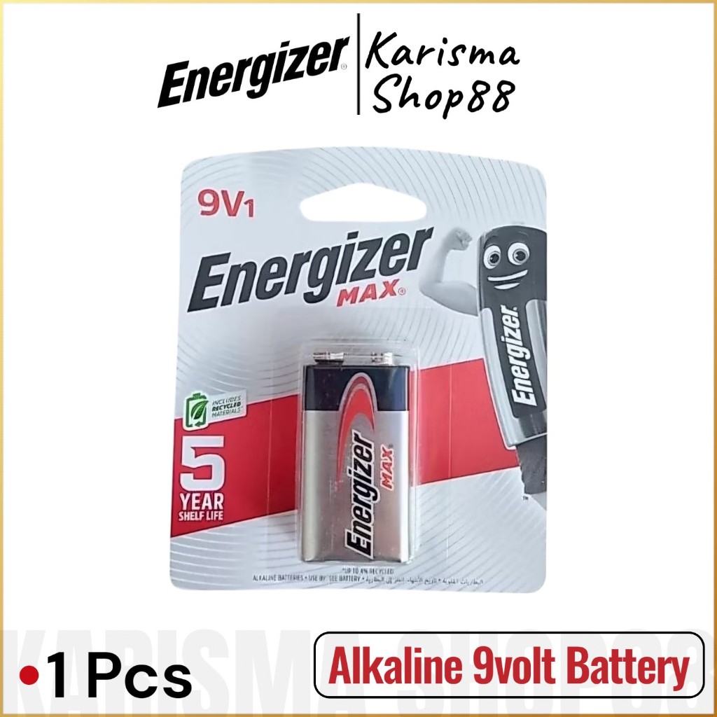 Energizer 9 Volt / Baterai 9Volt Alkaline isi 1 Pcs / Batre Kotak 9 VOL