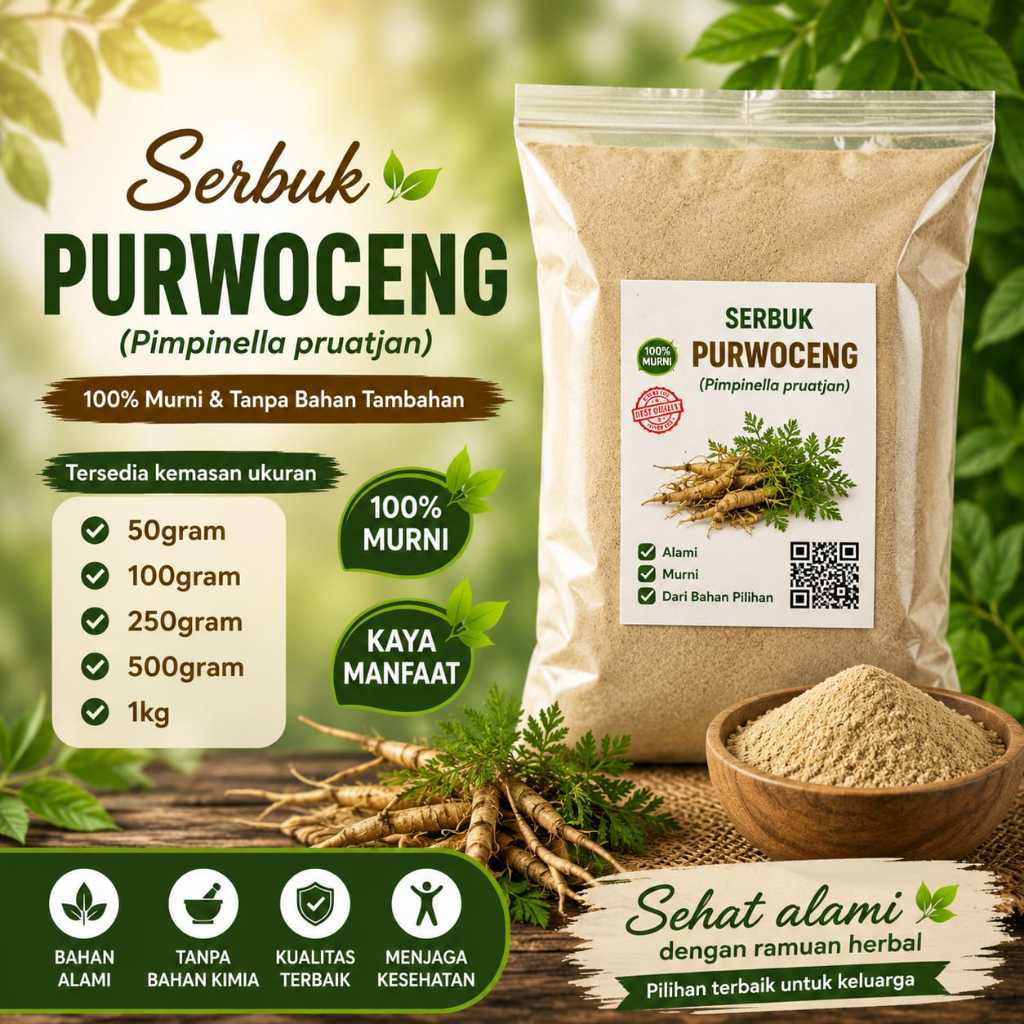 Serbuk purwoceng obat vitalitas | purwoceng bubuk | jamu herbal kuat | Pimpinella pruatjan powder
