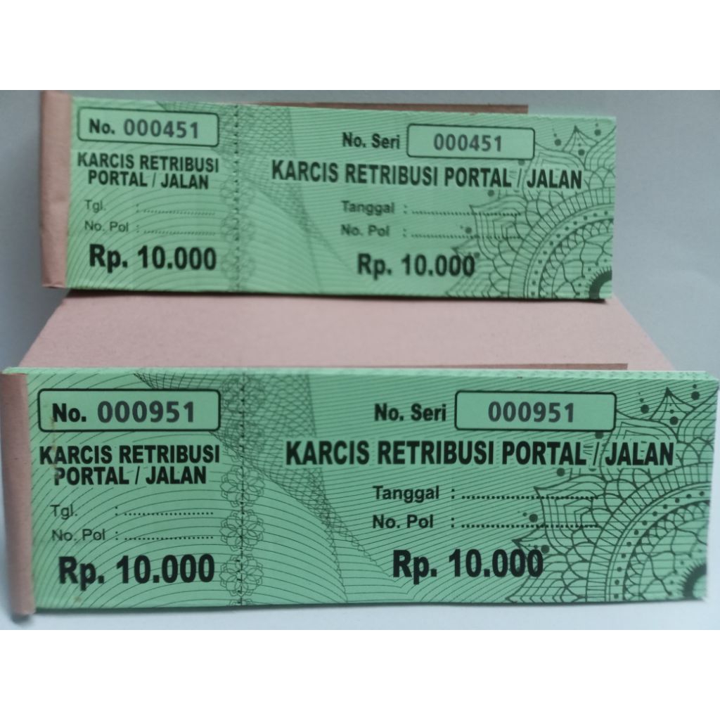 KARCIS PORTAL JALAN/KARCIS PARKIR MOTOR MOBIL 5 RIBU, 10 RIBU
