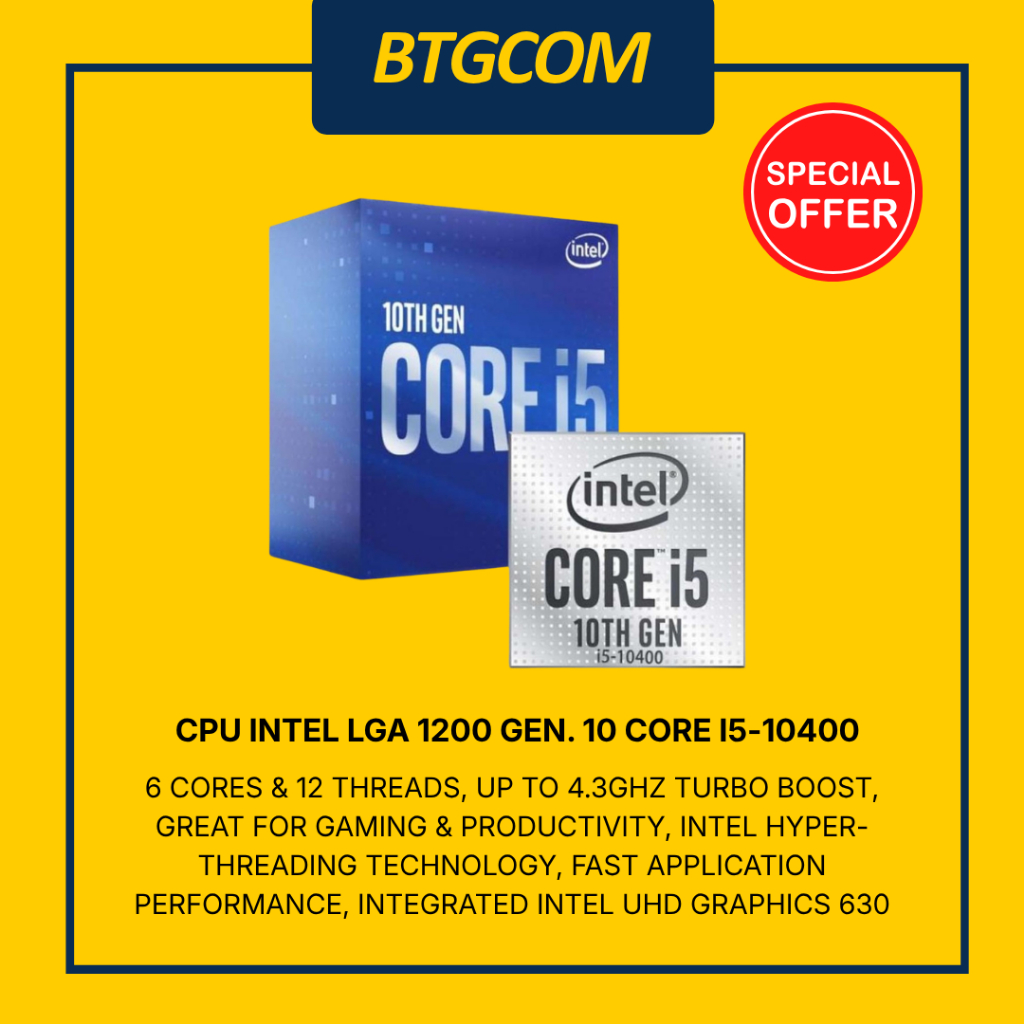 CPU PROCESSOR CORE I5-10400 INTEL LGA 1200 GEN 10 PROSESOR