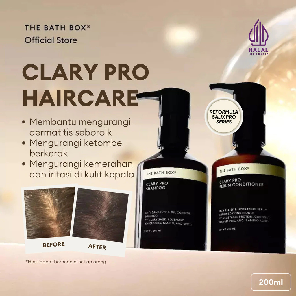 THE BATH BOX - Clary Pro Haircare Shampoo 200ml (Rambut Berketombe, Rambut Berminyak, Kulit Kepala I