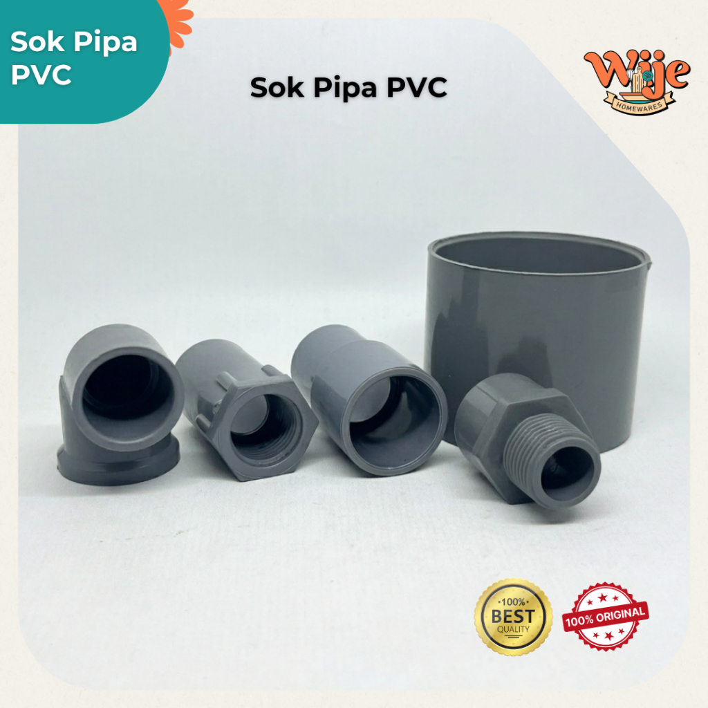 Sambungan Pipa PVC Sok Drat Dalam Sok Drat Luar Sok Reducer Knee Drat Dalam 1/2 Inci