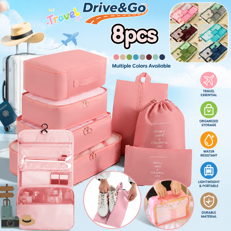 8Pcs Travel Bag Organizer Storage Bag Organizer Tas Koper Polos Tas Penyimpanan Travel Koper Pouch T