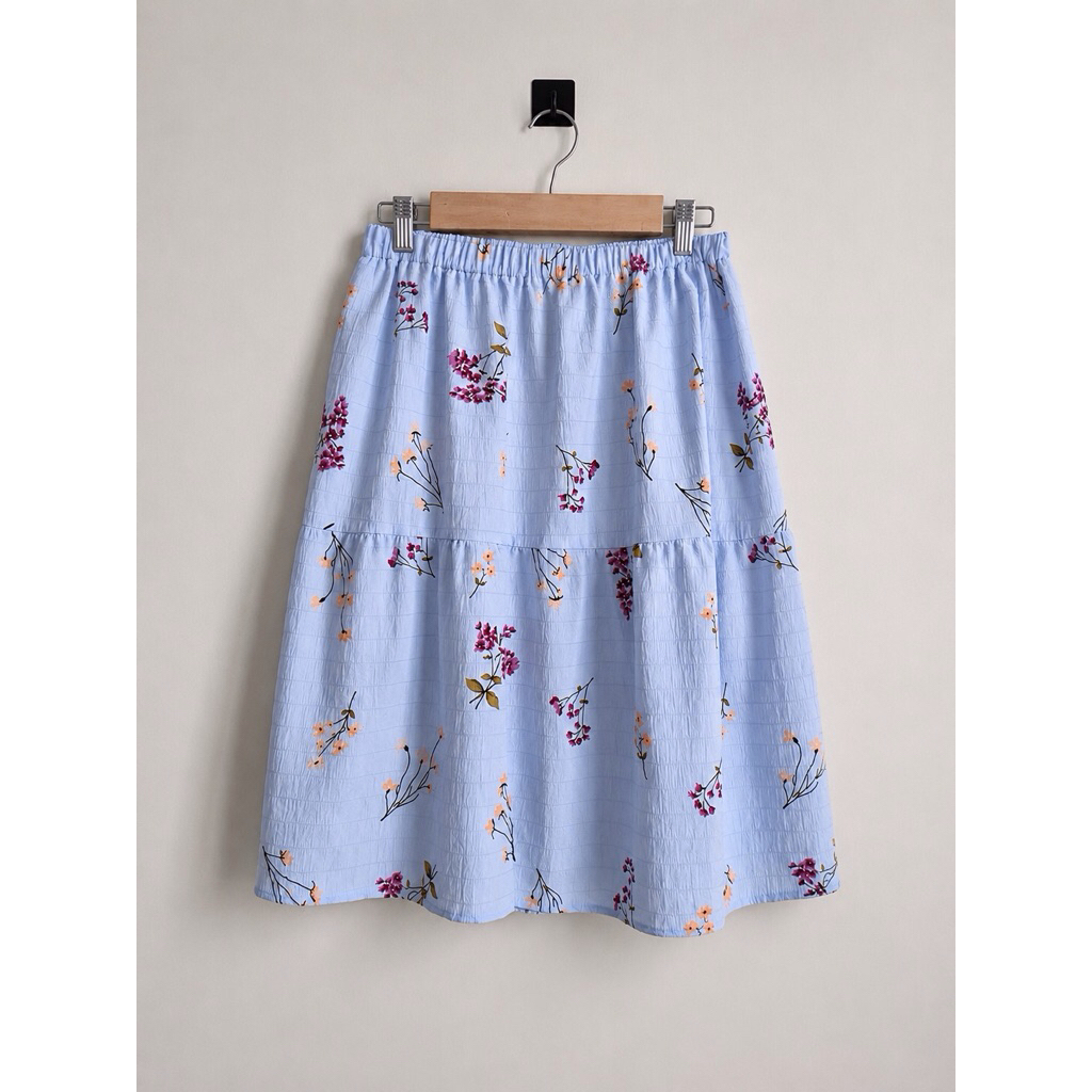 PL - Rok Midi Bunga Baby Blue