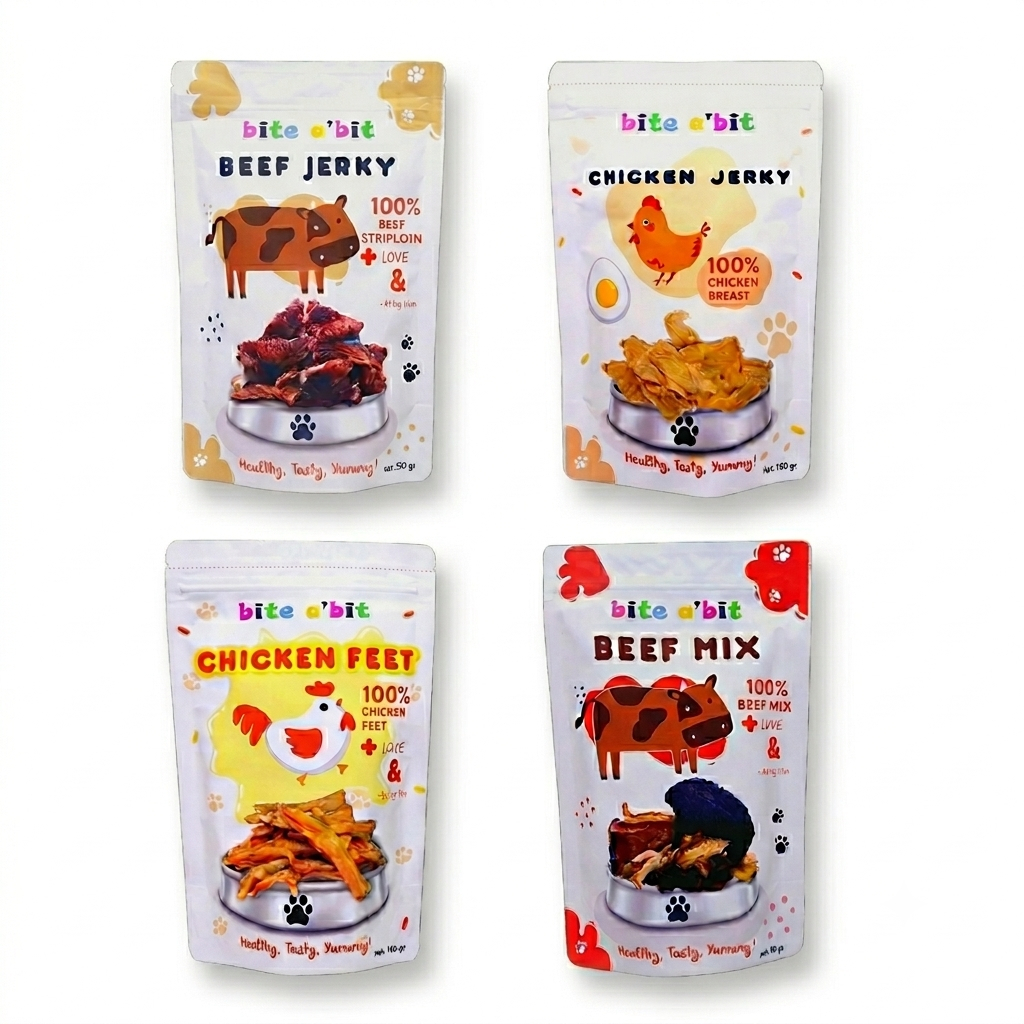 [Bite A'Bit] Camilan Hewan Alami - Beef Jerky, Chicken Jerky, Chicken Feet Diskon 10% - 50%