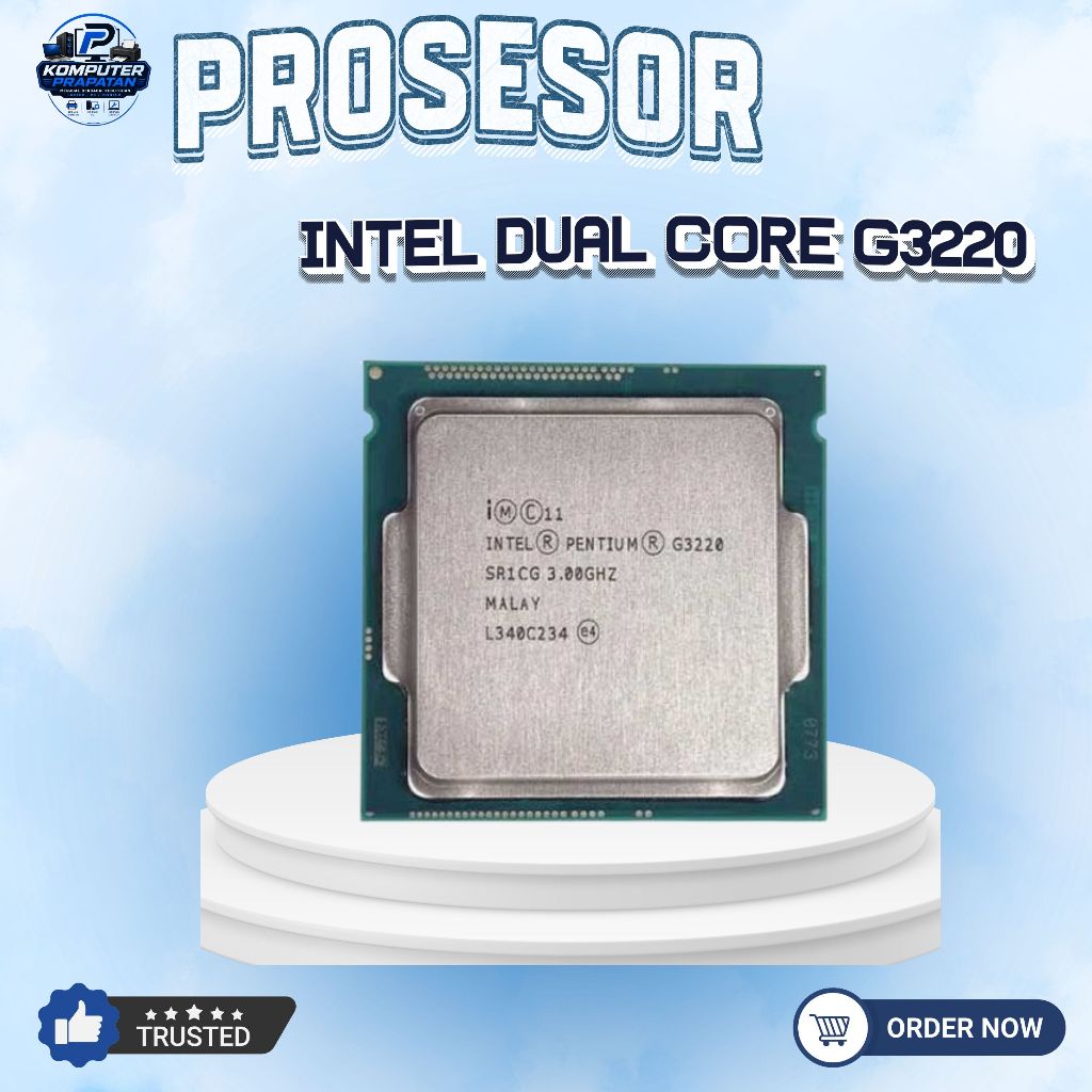 Processor Intel Pentium Dual Core G3220 Tray NON FAN LGA1150 3.0GHz CPU Desktop PC Kantor Kasir Serv