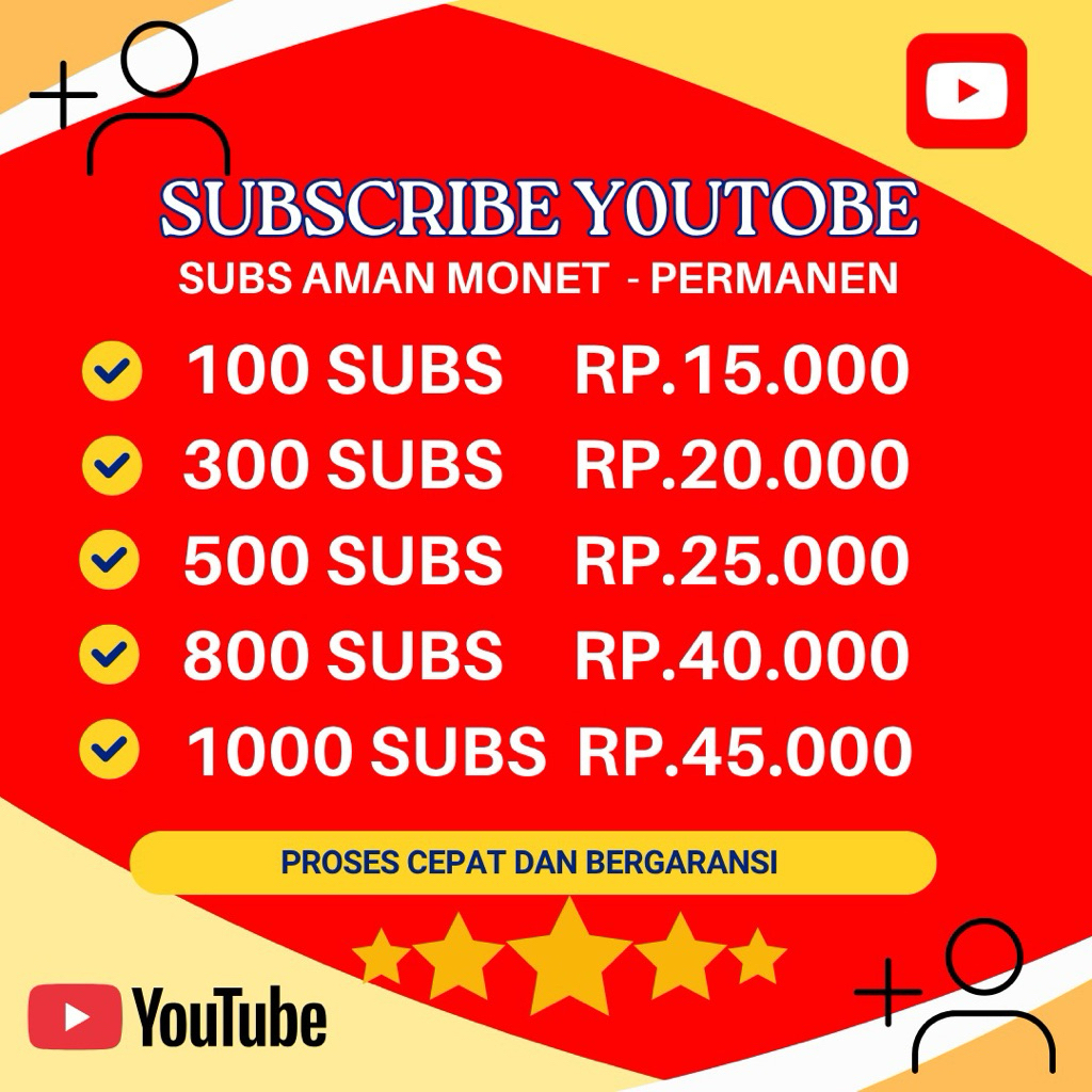 SUBSCRIBE Y0U.T0BE FOLLOW.ER PREMIUM ASLI Proses Super Cepat, Harga Murah, Akun Aktif & Real, Perman