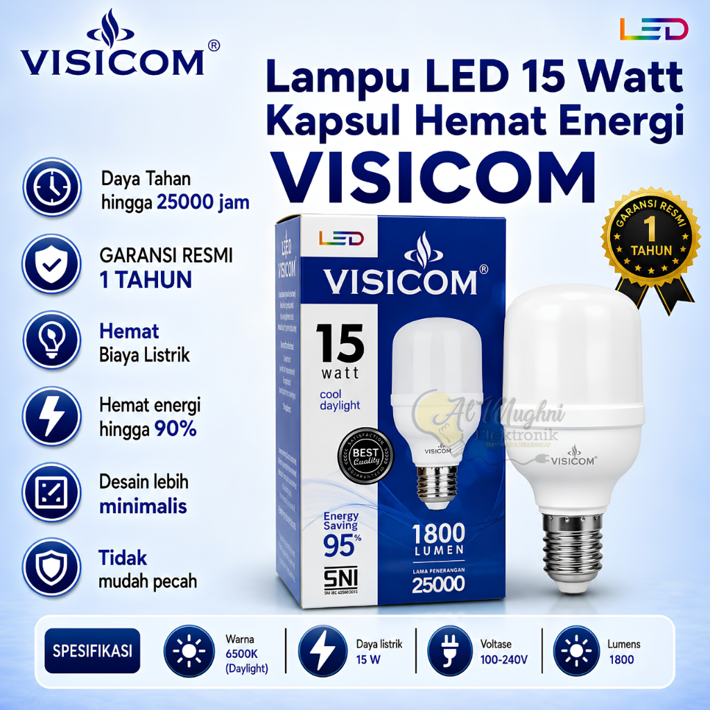 LAMPU LED KAPSUL VISICOM 15 W/ LAMPU LED HEMAT ENERGI VISICOM 15 W/ LED VISICOM 15 WATT