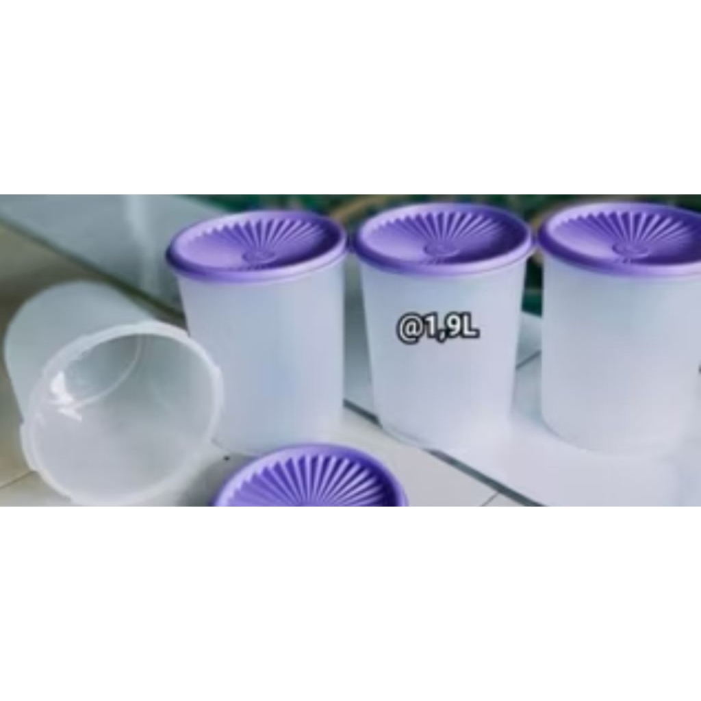 Toples Deco Canister 1,9 L Tutup Matahari Pink Tupperware Baru