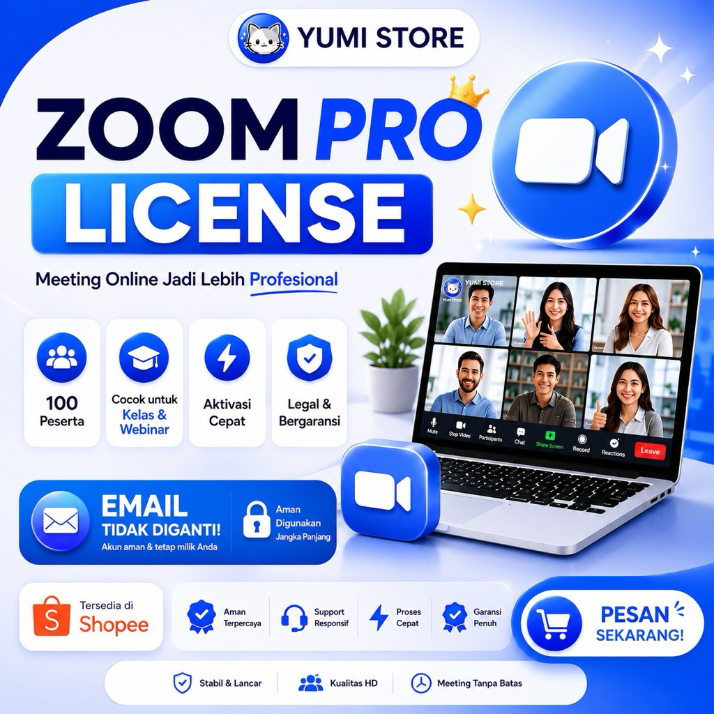 Sewa Ruang Zoom bulanan (email tidak ganti”) dengan Fitur Lengkap dan Garansi Penuh