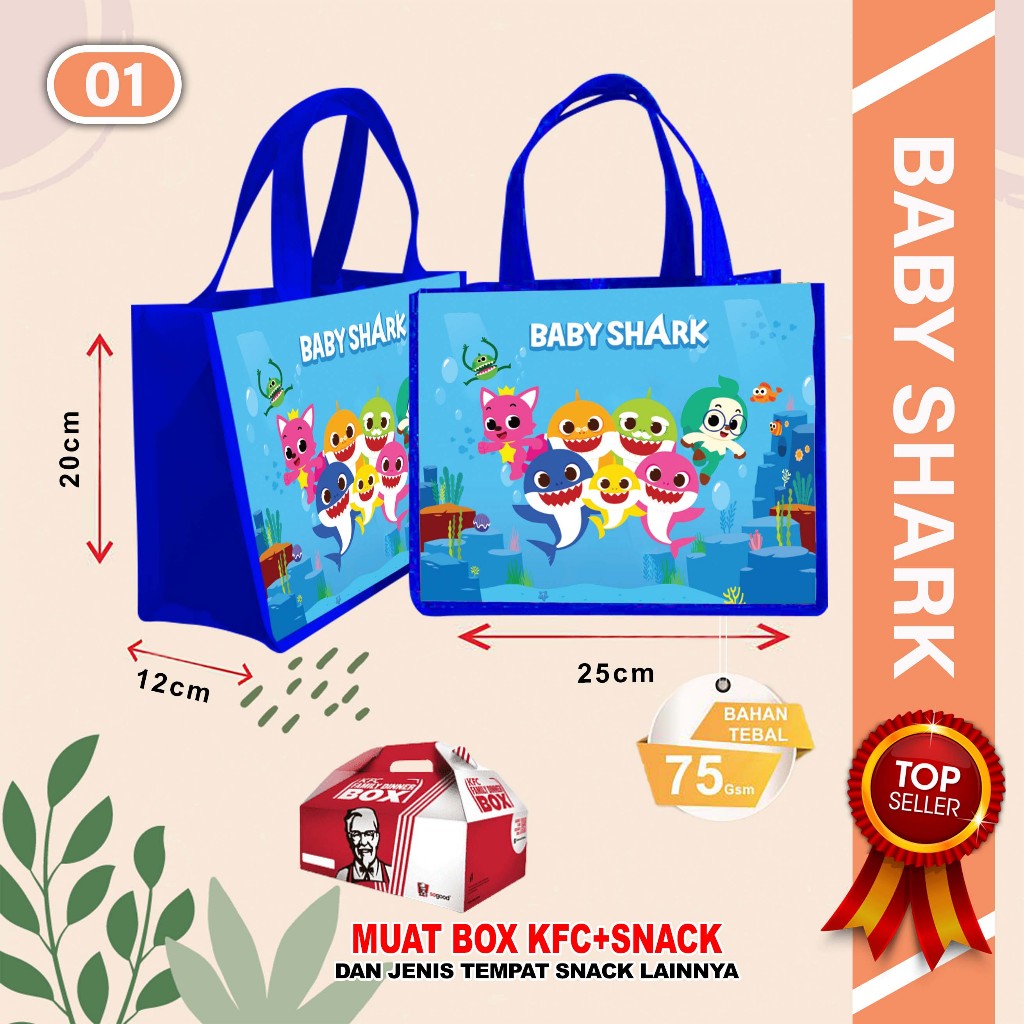 Tas Ultah BABY SHARK 01 Goodie Bag Souvenir Ulang Tahun