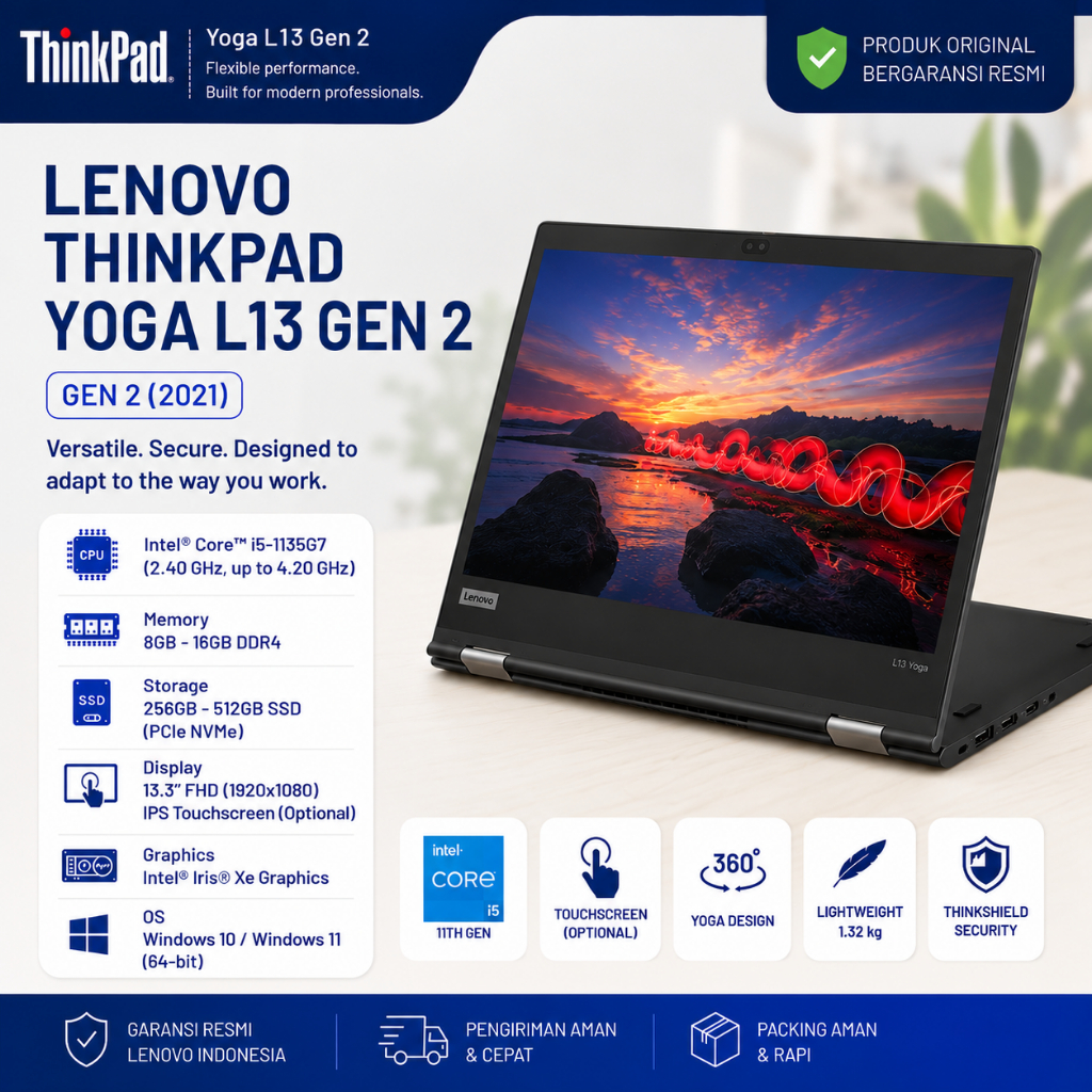 Lenovo Thinkpad Yoga C/13 L13 Gen 1/2 Layar 13 Inch 2in1 Touchscreen Laptop Second Murah Bekas Berga