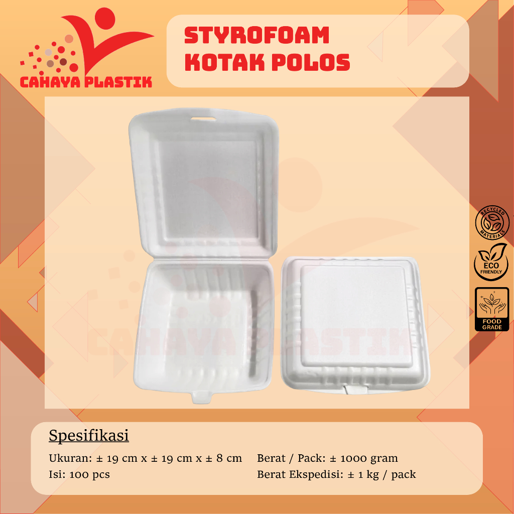 Sterofoam Kotak Polos / Kotak Nasi Gabus / Foam Kotak Polos