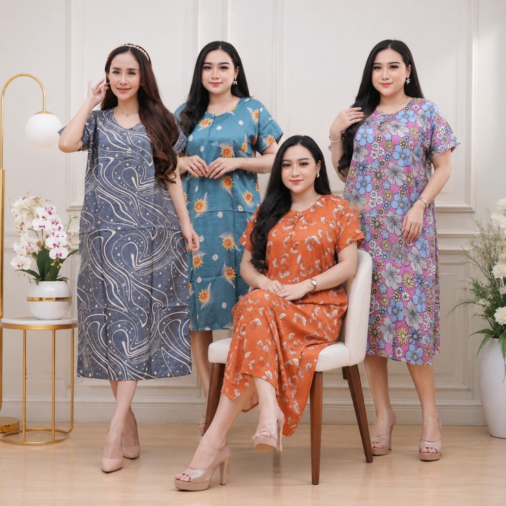 Daster Kekinian Rayon Adem Termurah Kancing Depan Motif Remaja Elegant
