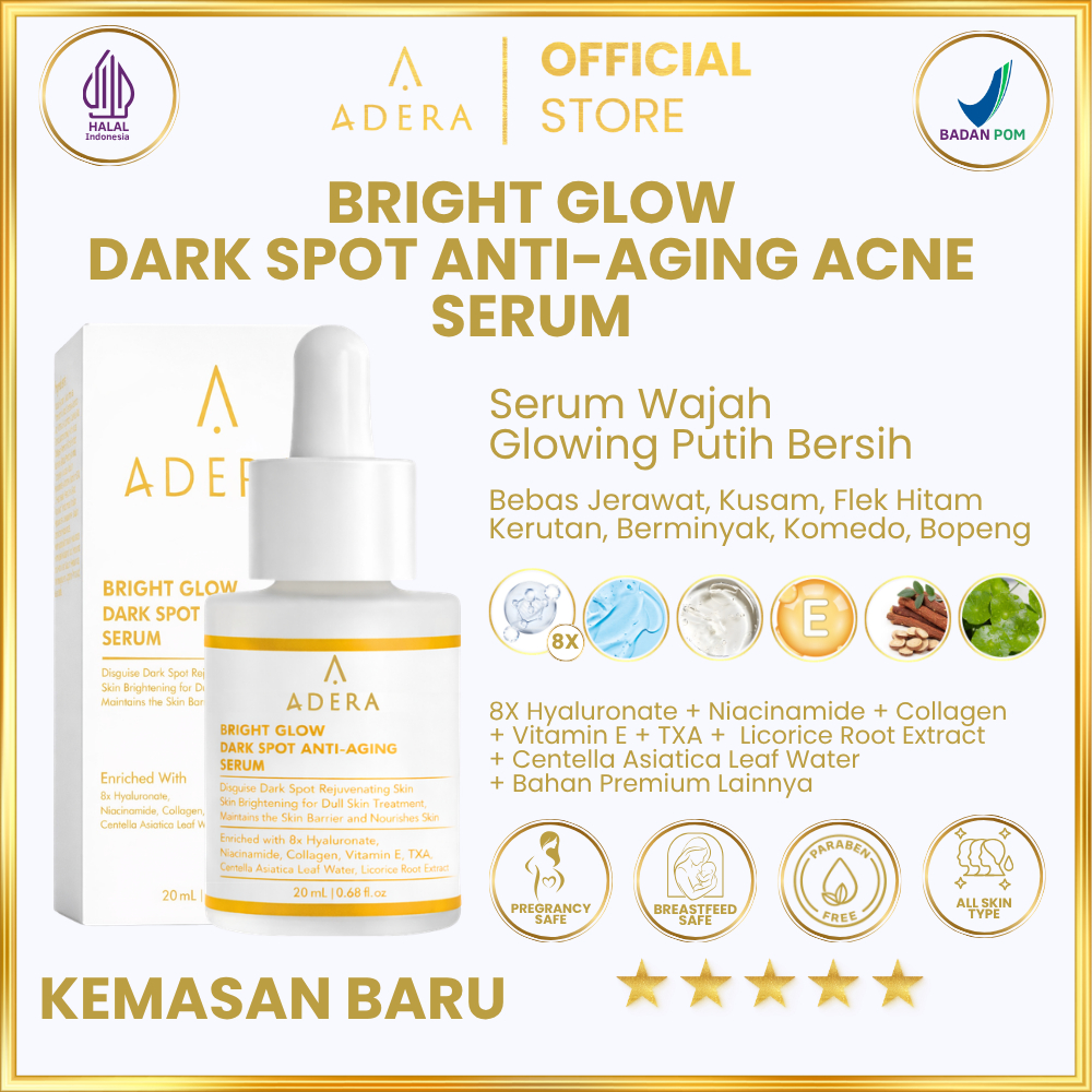 [PROMO] Adera Serum Wajah Glowing Putih Bersih Bebas Jerawat Kusam Flek Hitam Kerutan Berminyak Kome