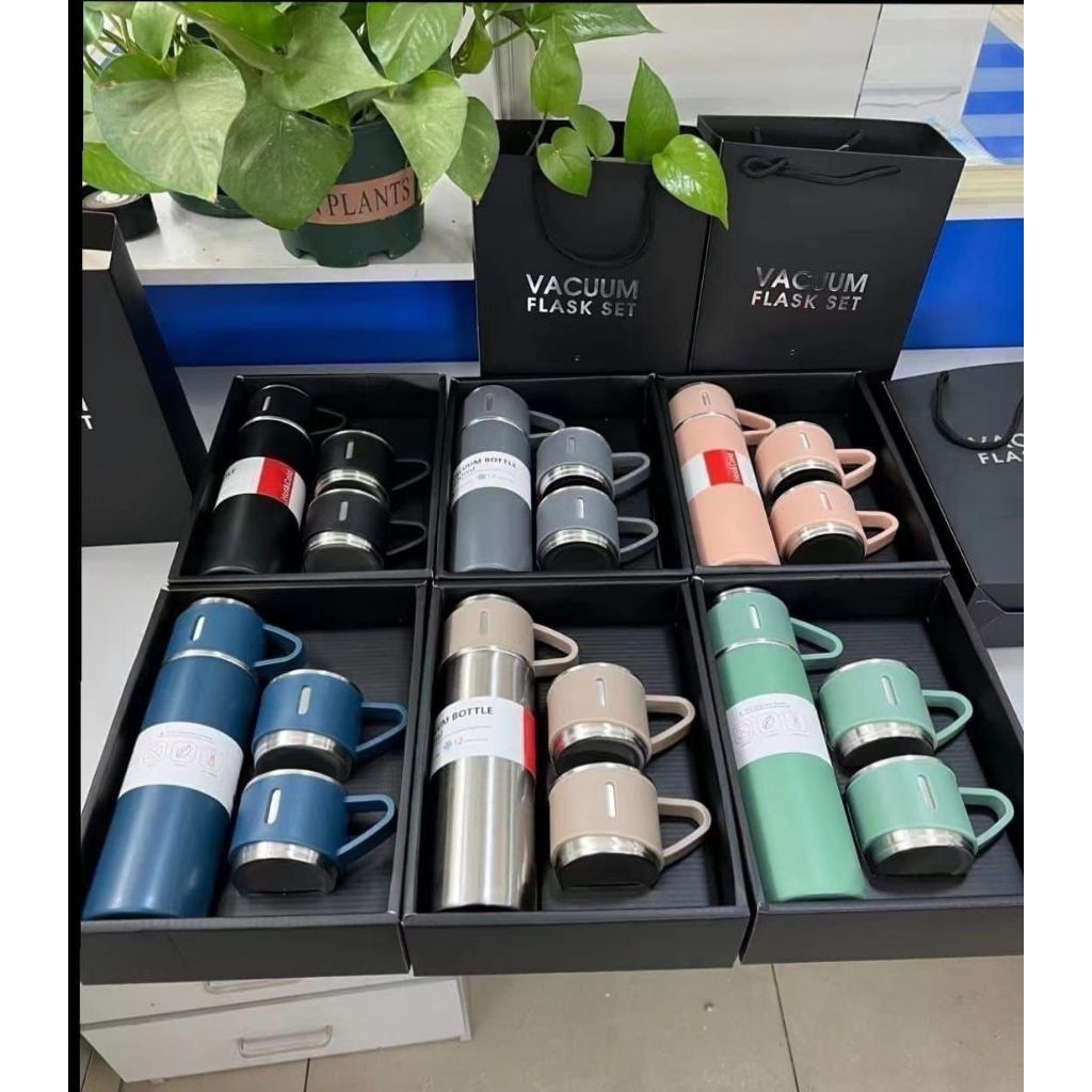Termos Vacuum Flask Set 500ml - Desain Elegan, Warna Acak, Souvenir Premium
