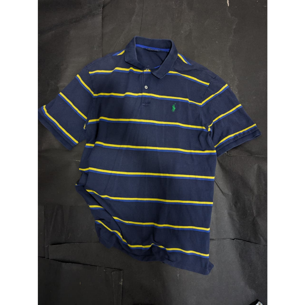 Kaos polo / baju kerah / polo shirt / kaos polo Golf by Polo Ralph Laurent biru kuning cream motif s