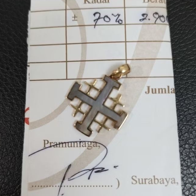 liontin salib yerusalem emas 700 preloved
