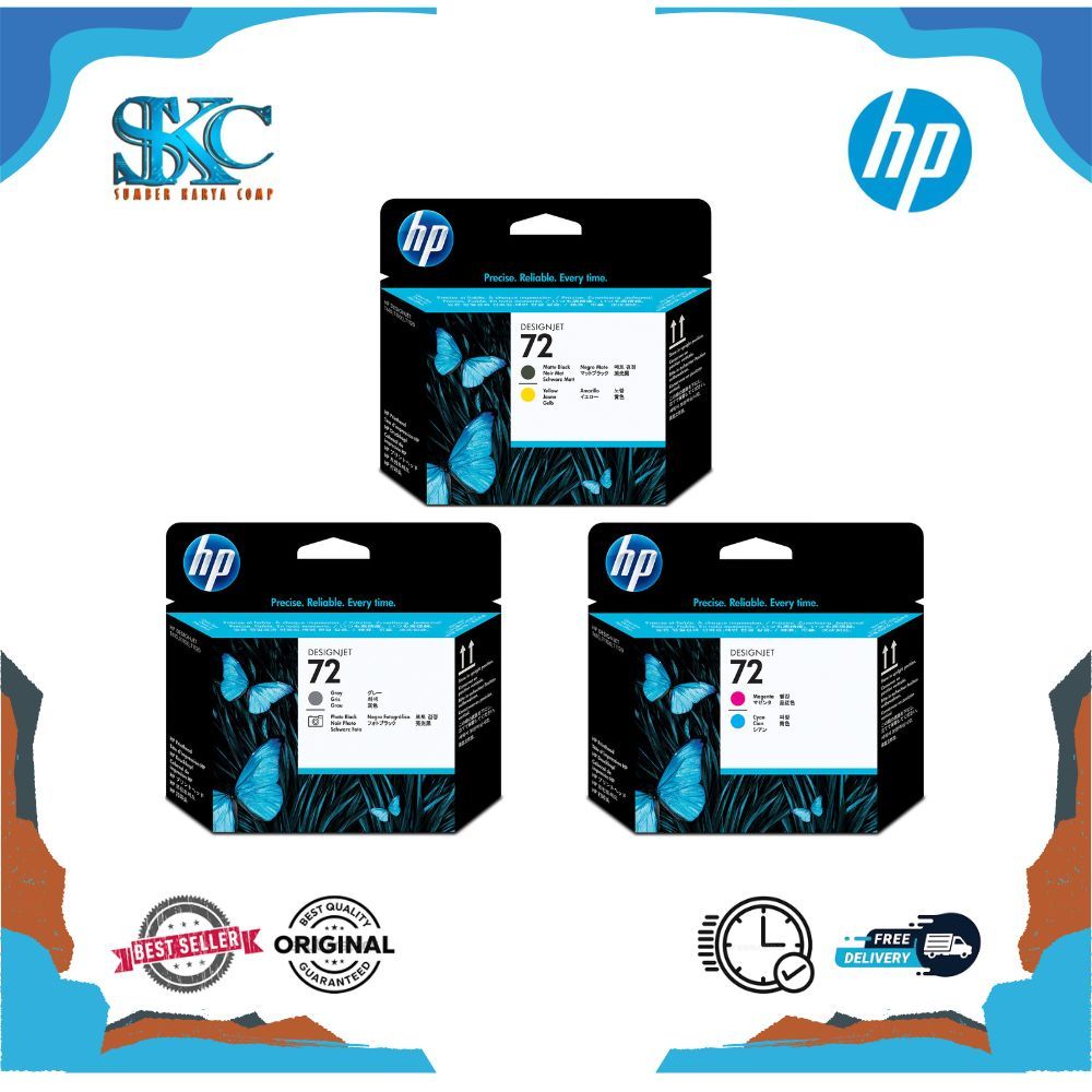 Hp PrintHead 72 [ Grey+PhotoBlack, Cyan+Magenta, Yellow+MatteBlack ] Original